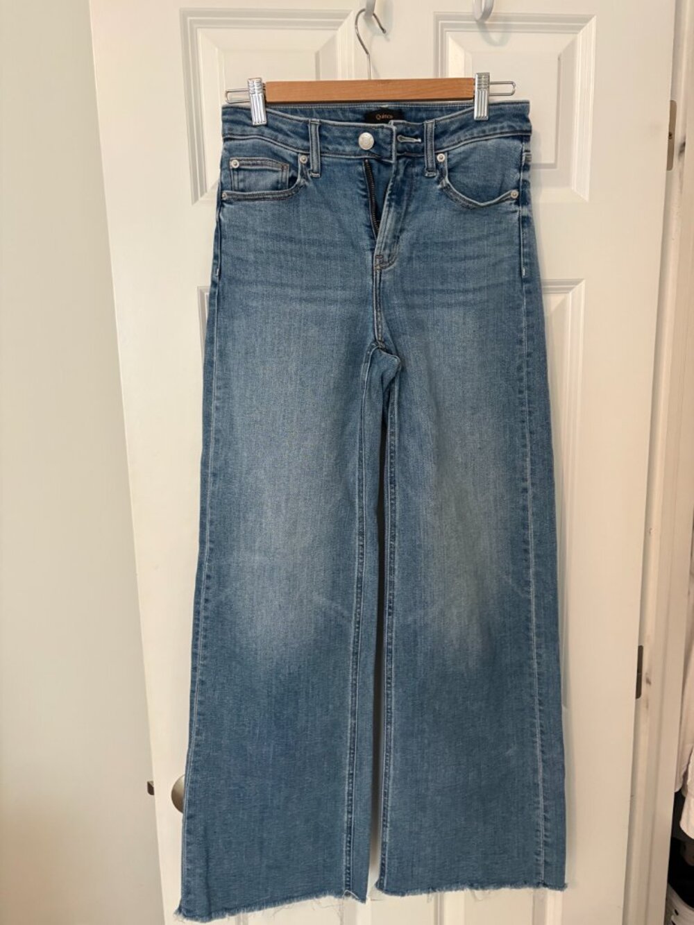 Quince Bella Wide Stretch Jeans, Long, Size 26 Seaside Blue